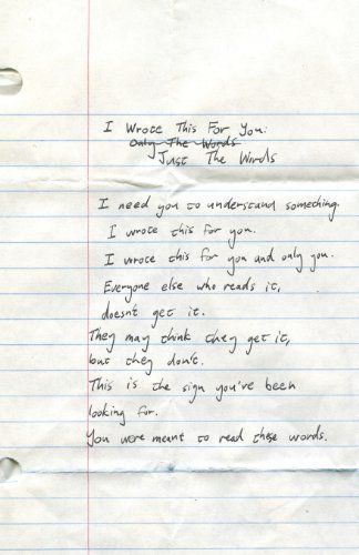 I Wrote This for You