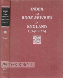 Index to Book Reviews in England, 1749-1774