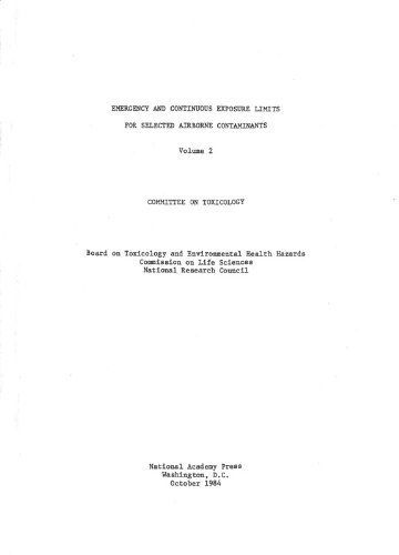 Emergency and Continuous Exposure Limits for Selected Airborne Contaminants