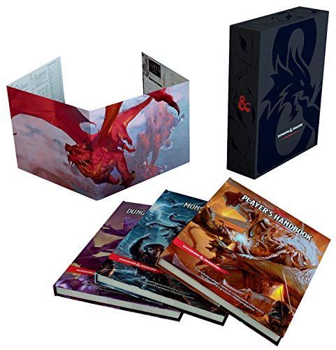 Dungeons & Dragons Core Rulebooks Gift Set (Special Foil Covers Edition with Slipcase, Player's Handbook, Dungeon Master's Guide, Monster Manual, DM Screen)