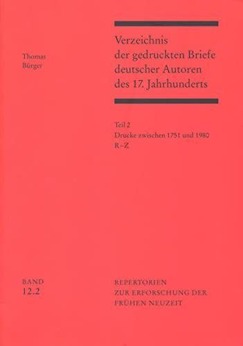 Verzeichnis der gedruckten Briefe deutscher Autoren des 17. Jahrhunderts