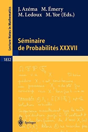 Séminaire de Probabilités XXXVII