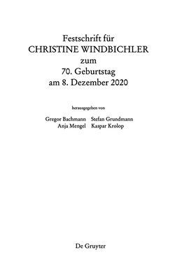 Festschrift für Christine Windbichler zum 70. Geburtstag am 8. Dezember 2020