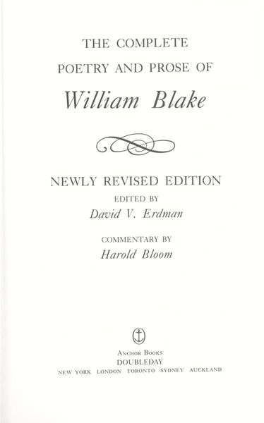 The complete poetry and prose of William Blake