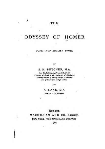 The Odyssey of Homer