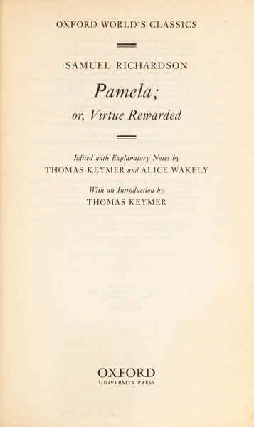 Pamela, or, Virtue rewarded