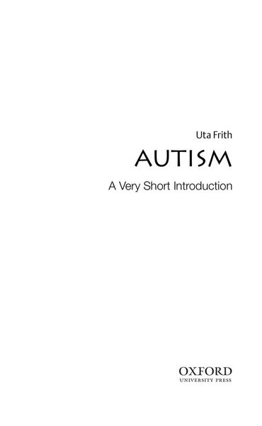 Autism: A Very Short Introduction