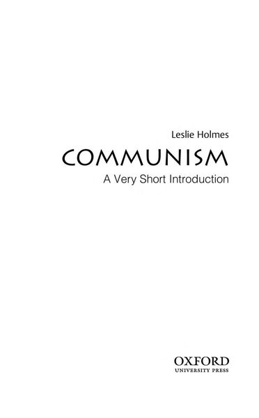 Communism: A Very Short Introduction