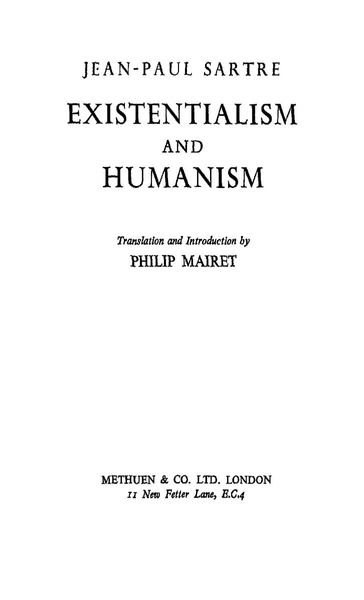 Existentialism and Humanism
