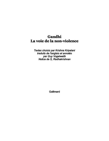 La voie de la non-violence