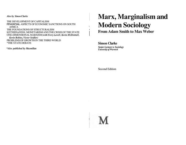 Marx, Marginalism and Modern Sociology