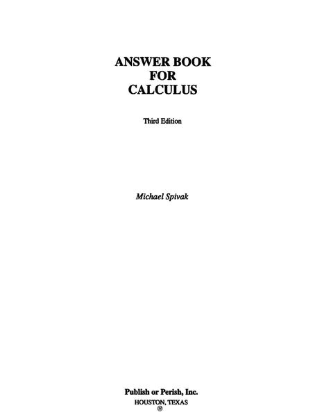 Answer Book to Calculus