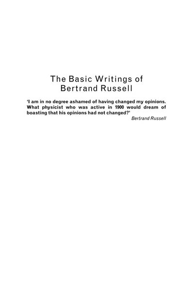The Basic Writings of Bertrand Russell