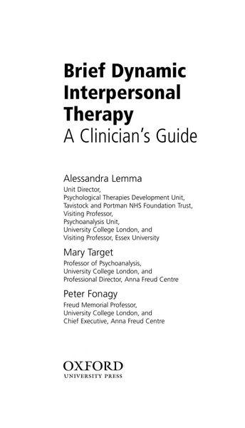 Brief Dynamic Interpersonal Therapy