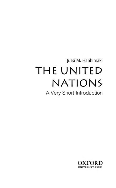 The United Nations: A Very Short Introduction