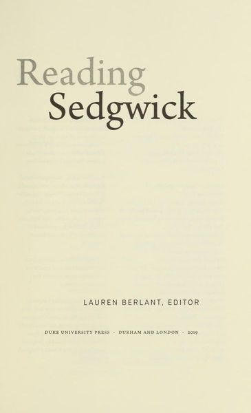 Reading Sedgwick