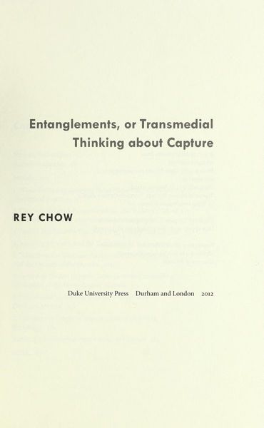 Entanglements, Or Transmedial Thinking about Capture