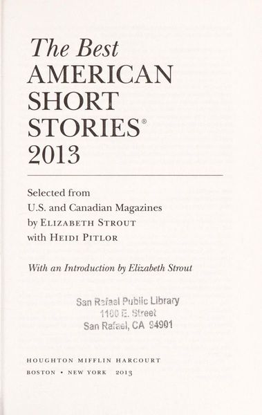 The Best American Short Stories 2013