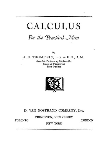 Calculus for the practical man