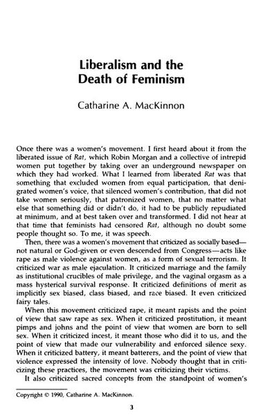 Liberalism and the Death of Feminism