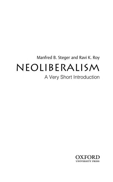 Neoliberalism: A Very Short Introduction