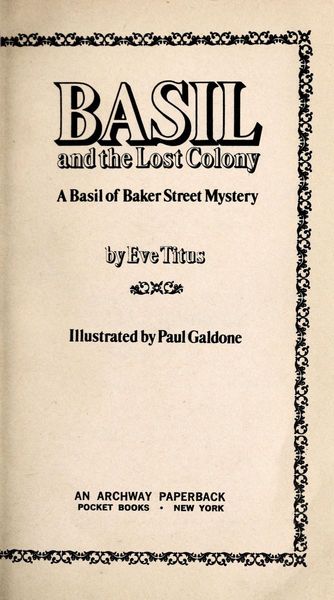 Basil and the Lost Colony