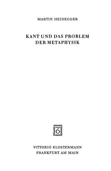 Kant und das Problem der Metaphysik