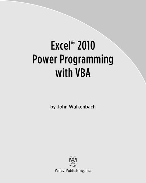 Excel 2010 power programming with VBA