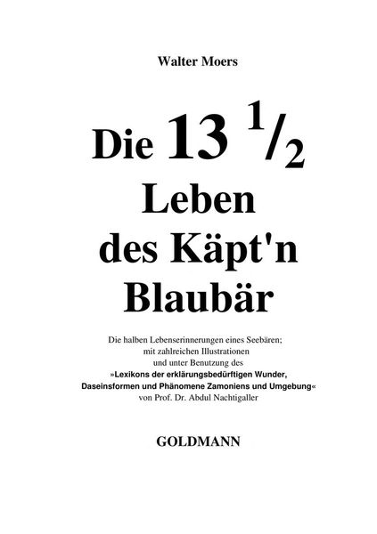 Die 13 1/2 Leben des Ka pt'n Blauba r