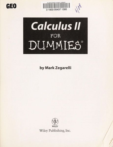 Calculus II For Dummies