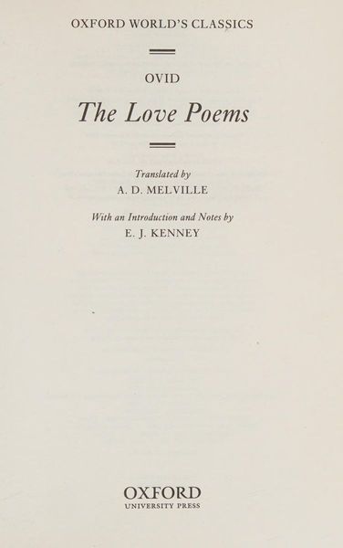 Ovid, the love poems
