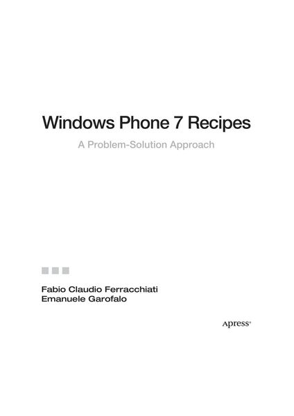 Windows Phone 7 recipes