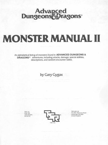 Advanced Dungeons and Dragons Monster Manual II