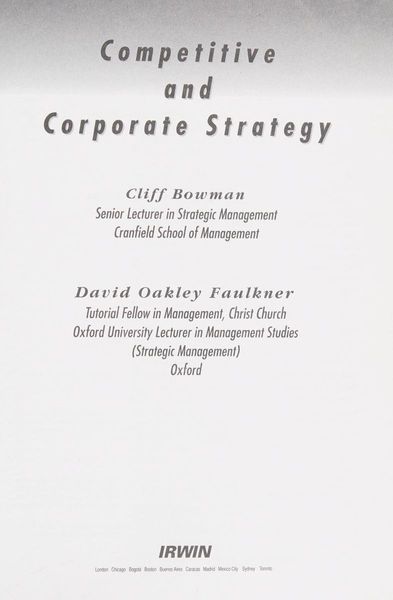 Competitive and Corporate Strategy