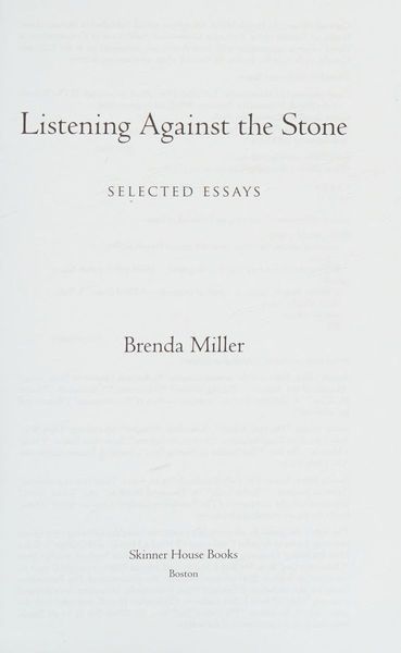 Listening Against the Stone