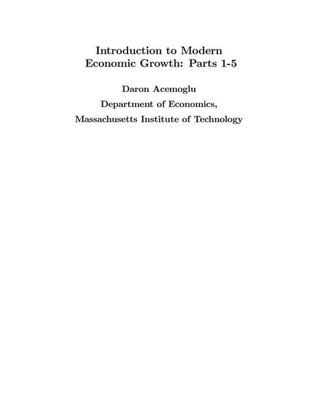 Introduction to Modern Economic Growth