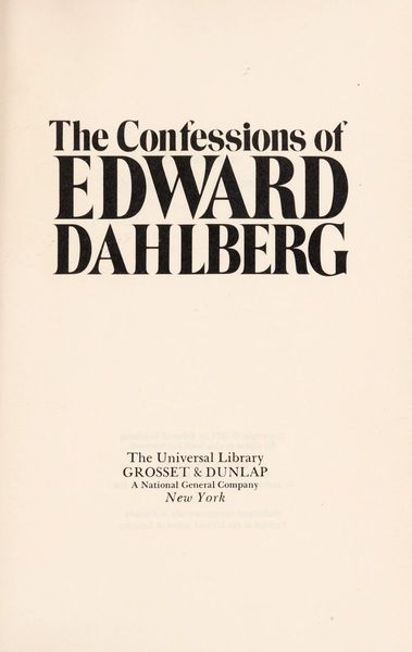 The Confessions of Edward Dahlberg