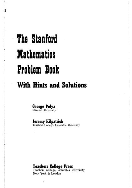 The Stanford Mathematics Problem Book