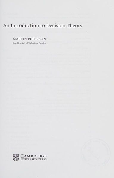 An introduction to decision theory