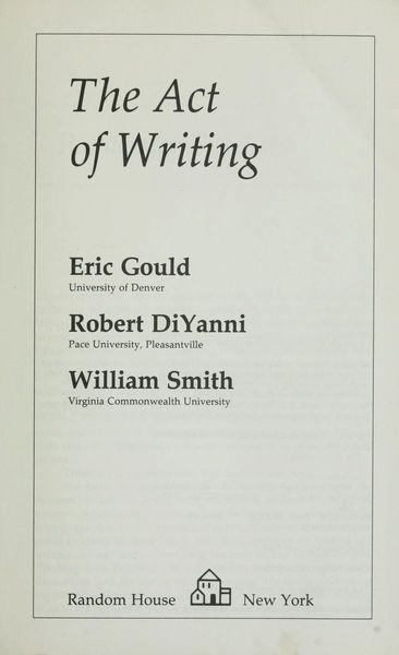 The Act of Writing