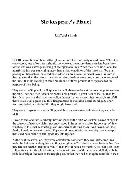 Shakespeare's Planet