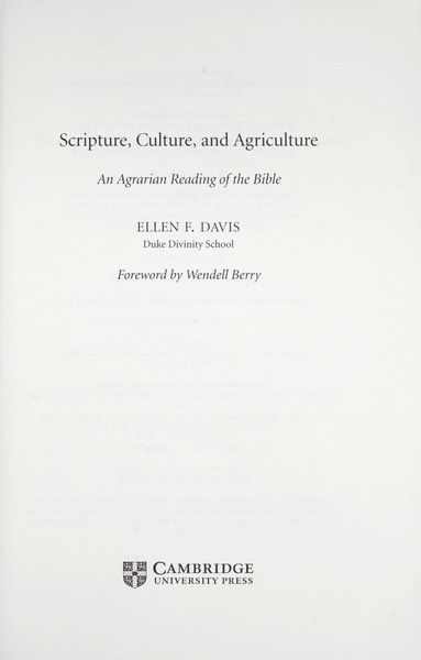 Scripture, culture, and agriculture