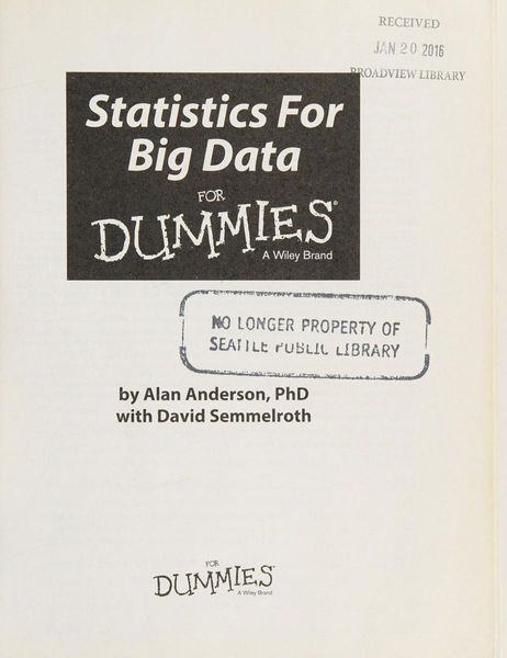 Statistics for Big Data for Dummies