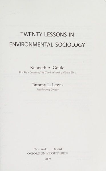 Twenty lessons in environmental sociology