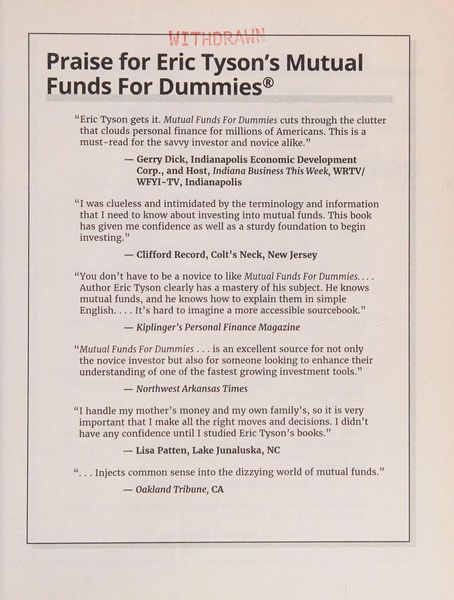 Mutual funds for dummies