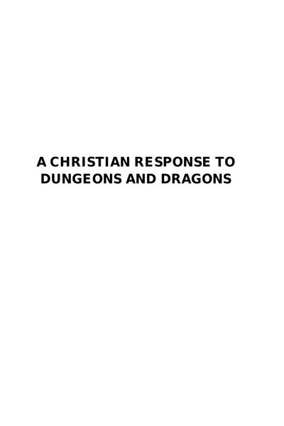 Christian Response to Dungeons and Dragons